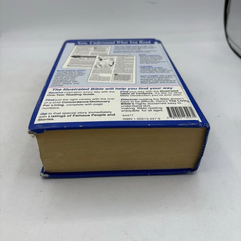 Vintage The Illustrated Bible Living Values Edition Student Blue Hardcover 1990